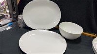 White platters and bowl