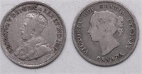 TWO CANADA SILVER 5 CENTS