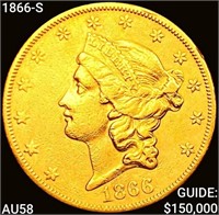 1866-S No Motto $20 Gold Double Eagle CHOICE AU