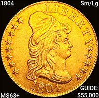 1804 Sm/Lg $5 Gold Half Eagle CHOICE BU+