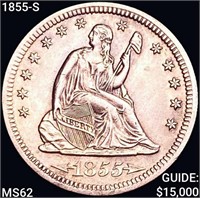 1855-S Seated Liberty Quarter UNCIRCULATED