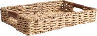 Rattan Tray  20x12  with Leather Handles