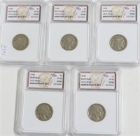 5// 1936 IGS F 12 BUFFALO NICKELS