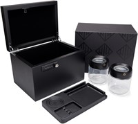 $65  Wooden Box with Lock  2 Jars - Black (XL)