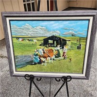 Country Farm Women Painting Folk Art