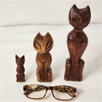 3 Carved Cats