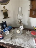 oil lamp, clock, candle snuffer