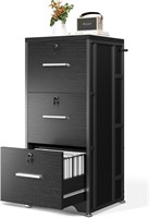 Black Large File Cabinet 3 Drawer for Home Office