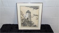 Charcoal Lighthouse Drawing - Lamborn