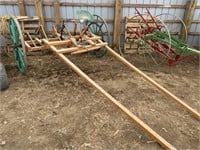 wooden wheeled hay tedder w/ buckeye seat