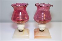 Vintage Cranberry Glass Candleholders