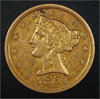 AMERICAN 1851-O GOLD FIVE DOLLAR HALF EAGLE COIN