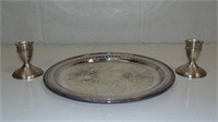 Silverplate Tray~Sterling Candle Holder