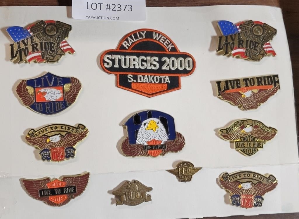 12 HARLEY-DAVIDSON ENAMEL PINS & PATCHES