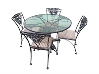 Metal Glass Top Patio Table and 4 Chairs