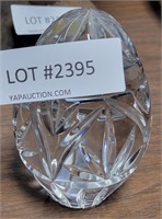 EGG-SHAPED LEAD CRYSTAL CUT GLASS PAPERWEIGHT