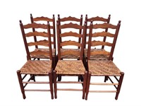 6 Early Ladderback Dining Chairs