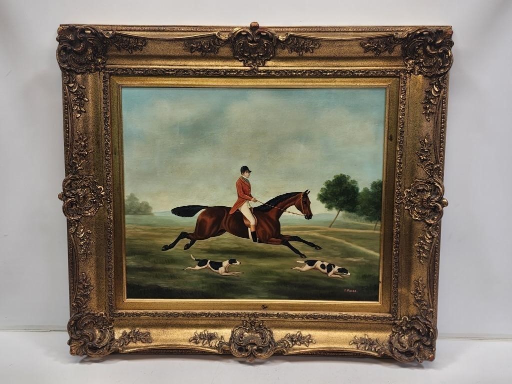 F. Moore Oil on Canvas Fox Hunting Scene