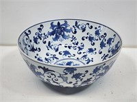 Large Blue and White China Punch Bowl