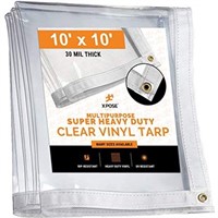 10 X 10 Clear Vinyl Tarp - 30 Mil Super Heavy