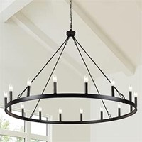 Large Black Wagon Wheel Chandelier 16 Lights