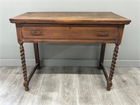 Single Drawer Wood Desk w/ Jacobean Twist