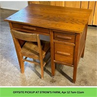 Child's Solid Oak Desk w/ Chair