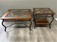 Metal, Wood, Glass Coffee Table and Side Table
