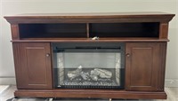 Wood Entertainment Console/Fireplace