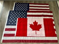 Two USA Flags, One Canadian Flag