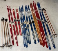 Eight Pairs Vintage Wooden X-Country Skis