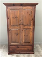 Wooden Armoire w/ Shelves and Bottom Drawer