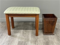 Wooden Plant Stand, Upholstered Bench
