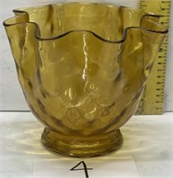 Vintage amber glass ruffled bowl