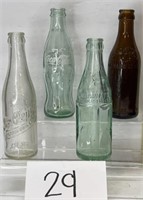 (4) vtg soda bottles - Coca Cola; Dr Pepper