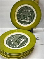 (8) pc colonial homestead Royal plates - some
