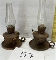 (2) vtg mini kerosene lamps - 8"