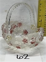 Raised Floral Glass Basket. Studio Silversmiths