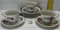 (3) Vintage Pink Rose Tea Cup & Saucer Made in