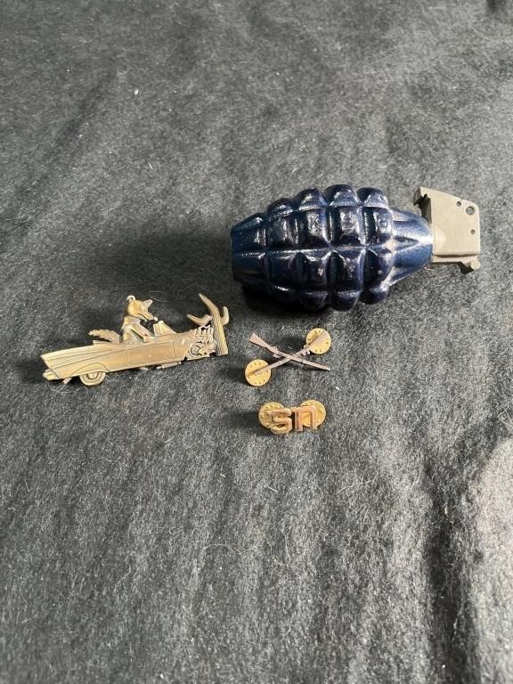 Military Pins & Disarmed Grenade