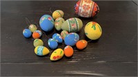 Hand painted ornament eggs (17) & Large wood Egg