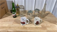 Old bottles jars and mugs