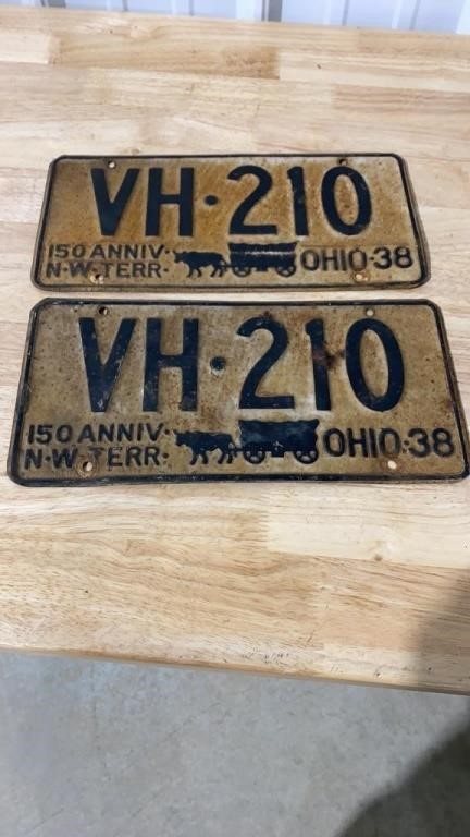 1938 Ohio license plates