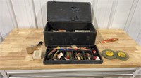 Wood tackle box and contents