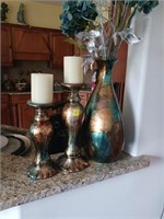 2 CANDLE HOLDERS ,VASE