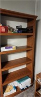 Oak book shelf and contents