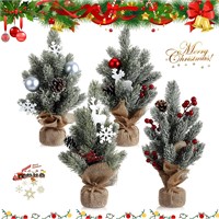Geetery 4pc Mini Christmas Trees  Burlap Base