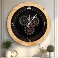 $80  16 Large Wall Clock  Moving Gears  16inch