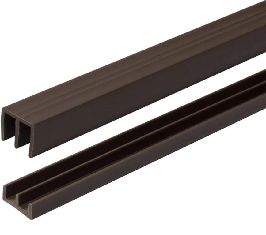 4 FT. LONG BROWN PLASTIC SLIDING DOOR TRACK SET