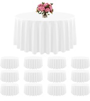 12 PACK- WHITE TABLE CLOTHS, 90 IN. ROUND